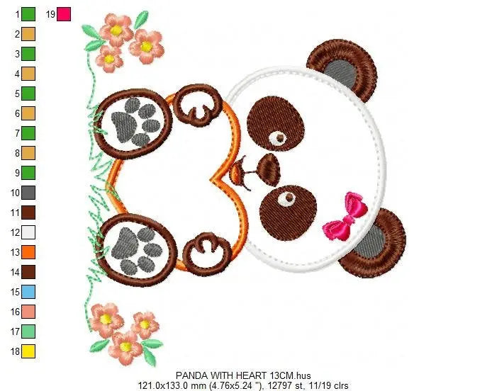 Panda embroidery design - Animal embroidery designs machine embroidery pattern - baby boy embroidery file - girl embroidery Panda applique Marcia Embroidery