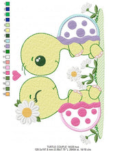 Cargar imagen en el visor de la galería, Turtle couple embroidery design - Animal in love embroidery designs machine embroidery pattern - Turtle applique file - Instant download
