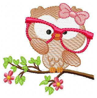 Owl embroidery design - Owl with glasses embroidery design machine embroidery pattern - bird embroidery file school teacher digital download