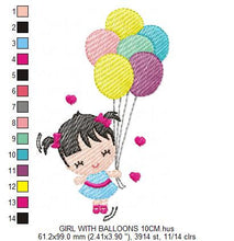 Load image into Gallery viewer, Baby girl embroidery designs - Fairy embroidery design machine embroidery pattern - girl with balloons embroidery file - instant download
