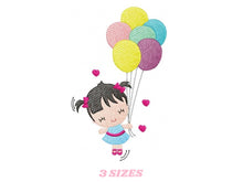 Load image into Gallery viewer, Baby girl embroidery designs - Fairy embroidery design machine embroidery pattern - girl with balloons embroidery file - instant download
