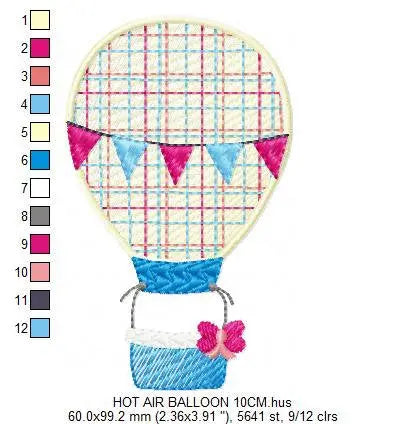 Balloon embroidery designs - Hot air balloon embroidery design - machine embroidery pattern - Sky embroidery file instant digital download Marcia Embroidery