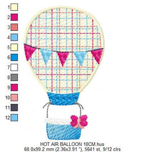 Balloon embroidery designs - Hot air balloon embroidery design - machine embroidery pattern - Sky embroidery file instant digital download