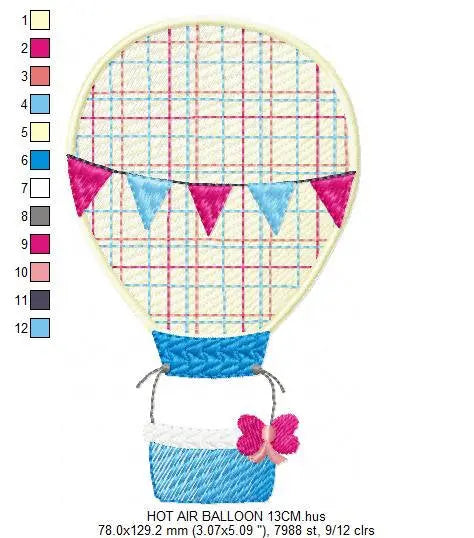 Balloon embroidery designs - Hot air balloon embroidery design - machine embroidery pattern - Sky embroidery file instant digital download Marcia Embroidery