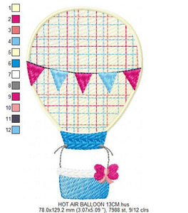 Balloon embroidery designs - Hot air balloon embroidery design - machine embroidery pattern - Sky embroidery file instant digital download