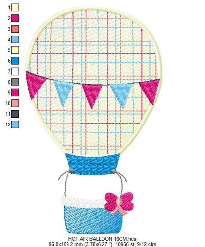 Balloon embroidery designs - Hot air balloon embroidery design - machine embroidery pattern - Sky embroidery file instant digital download Marcia Embroidery