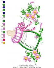 Load image into Gallery viewer, Baby bottle embroidery design - newborn embroidery designs machine embroidery pattern - baby embroidery file girl embroidery bambino
