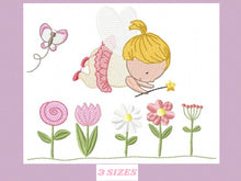 Load image into Gallery viewer, Baby Girl embroidery designs - Fairy embroidery design machine embroidery pattern - girl with flowers embroidery file - instant download
