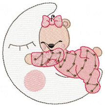 Load image into Gallery viewer, Bear embroidery designs - Teddy embroidery design machine embroidery pattern - baby girl embroidery file - bear sleeping in the moon boy pes
