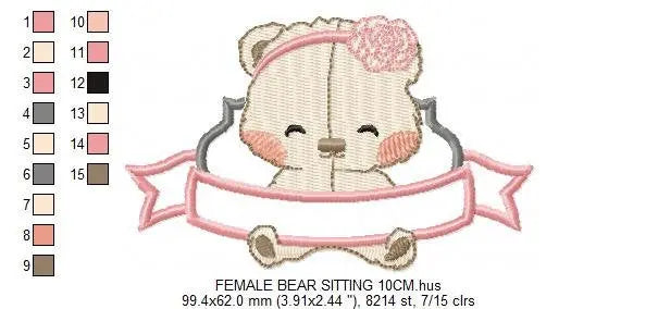Bear embroidery designs - Teddy embroidery design machine embroidery pattern - Baby girl embroidery file - Nursery embroidery digital file Marcia Embroidery