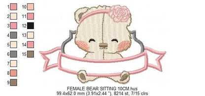 Bear embroidery designs - Teddy embroidery design machine embroidery pattern - Baby girl embroidery file - Nursery embroidery digital file Marcia Embroidery