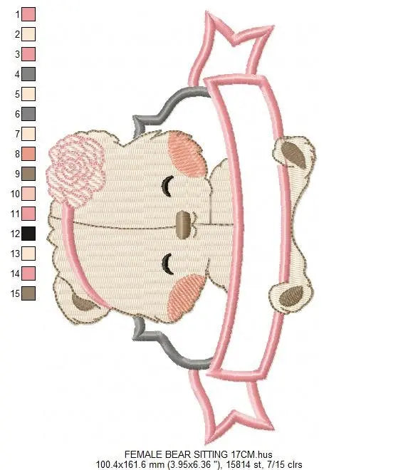 Bear embroidery designs - Teddy embroidery design machine embroidery pattern - Baby girl embroidery file - Nursery embroidery digital file Marcia Embroidery