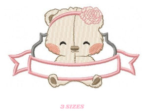 Bear embroidery designs - Teddy embroidery design machine embroidery pattern - Baby girl embroidery file - Nursery embroidery digital file