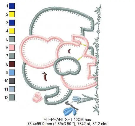 Elephant embroidery designs - Mother with baby embroidery design machine embroidery pattern - elephant applique design - instant download Marcia Embroidery