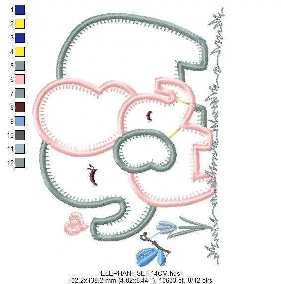 Elephant embroidery designs - Mother with baby embroidery design machine embroidery pattern - elephant applique design - instant download Marcia Embroidery