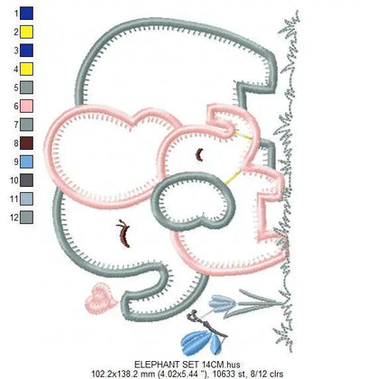 Elephant embroidery designs - Mother with baby embroidery design machine embroidery pattern - elephant applique design - instant download Marcia Embroidery