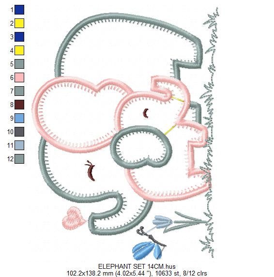 Elephant embroidery designs - Safari embroidery design machine embroidery pattern - Animal embroidery file - mother with baby download
