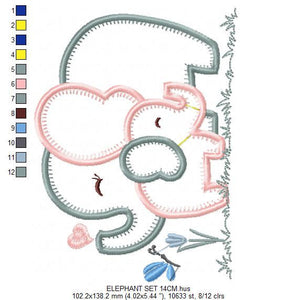 Elephant embroidery designs - Mother with baby embroidery design machine embroidery pattern - elephant applique design - instant download