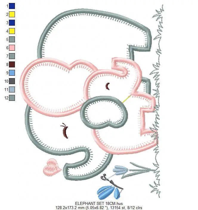 Elephant embroidery designs - Mother with baby embroidery design machine embroidery pattern - elephant applique design - instant download Marcia Embroidery