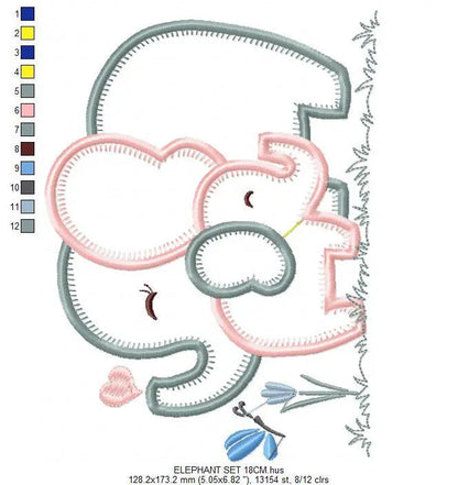 Elephant embroidery designs - Mother with baby embroidery design machine embroidery pattern - elephant applique design - instant download Marcia Embroidery