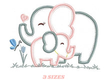 Load image into Gallery viewer, Elephant embroidery designs - Mother with baby embroidery design machine embroidery pattern - elephant applique design - instant download
