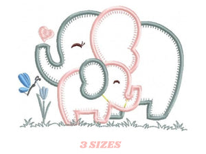 Elephant embroidery designs - Mother with baby embroidery design machine embroidery pattern - elephant applique design - instant download