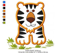 Laden Sie das Bild in den Galerie-Viewer, Tiger embroidery design - Animals embroidery designs machine embroidery pattern - Tiger applique embroidery -Tiger front and back baby boy
