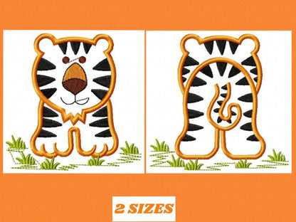 Tiger embroidery design - Animals embroidery designs machine embroidery pattern - Tiger applique embroidery -Tiger front and back baby boy
