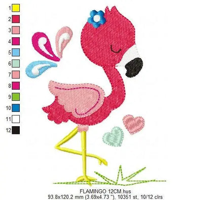 Flamingo embroidery designs - Bird embroidery design machine embroidery pattern - instant download - baby girl embroidery file pink flamingo Marcia Embroidery