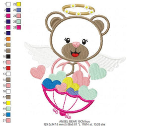 Angel embroidery designs - Teddy bear embroidery design machine embroidery pattern - Angel applique design bear applique - baby girl file