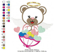 Laden Sie das Bild in den Galerie-Viewer, Angel embroidery designs - Teddy bear embroidery design machine embroidery pattern - Angel applique design bear applique - baby girl file
