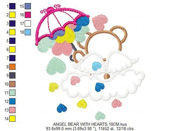 Bear Angel embroidery design - Teddy bear embroidery design machine embroidery pattern - Angel bear applique design - instant download Marcia Embroidery