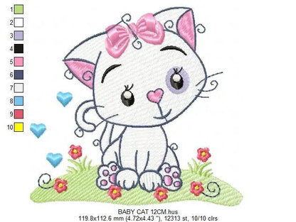 Cat embroidery design - Animal embroidery designs machine embroidery pattern - Kitten embroidery file - baby girl embroidery cat design Marcia Embroidery