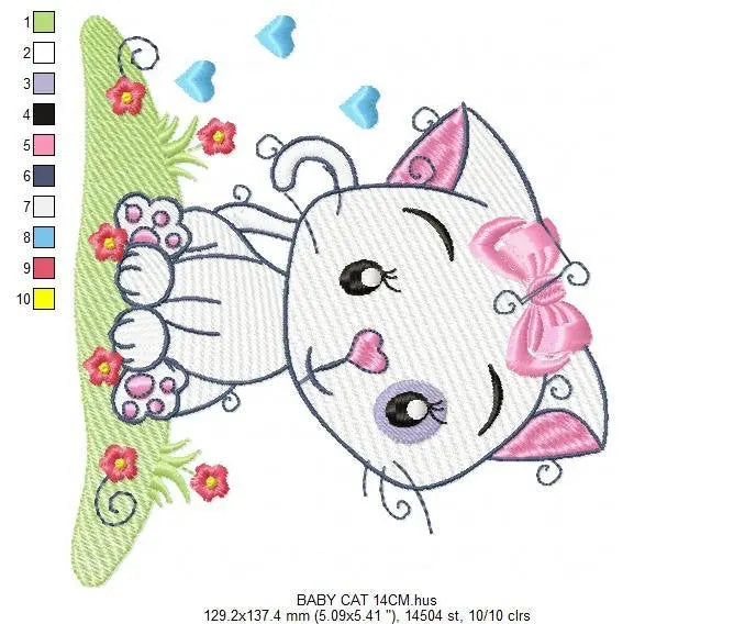 Cat embroidery design - Animal embroidery designs machine embroidery pattern - Kitten embroidery file - baby girl embroidery cat design Marcia Embroidery