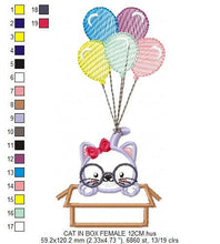 Laden Sie das Bild in den Galerie-Viewer, Cat in a box embroidery design - Cat with glasses embroidery designs machine embroidery pattern - Kitty embroidery - instant download pes
