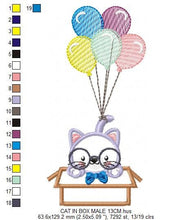 Laden Sie das Bild in den Galerie-Viewer, Cat in a box embroidery design - Cat with glasses embroidery designs machine embroidery pattern - Kitty embroidery - instant download pes
