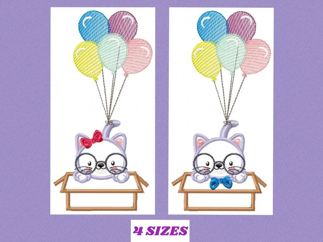 Cat in a box embroidery design - Cat with glasses embroidery designs machine embroidery pattern - Kitty embroidery - instant download pes Marcia Embroidery