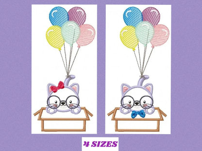 Cat in a box embroidery design - Cat with glasses embroidery designs machine embroidery pattern - Kitty embroidery - instant download pes Marcia Embroidery