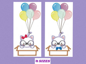 Cat in a box embroidery design - Cat with glasses embroidery designs machine embroidery pattern - Kitty embroidery - instant download pes