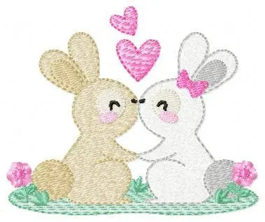 Couple Bunny with hearts embroidery design - Rabbit Fanily Valentines with hearts machine embroidery pattern - Love file - Instant download Marcia Embroidery