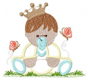 Baby embroidery design - Baby with crown embroidery design machine embroidery pattern - baby prince embroidery file - nursery baby boy room