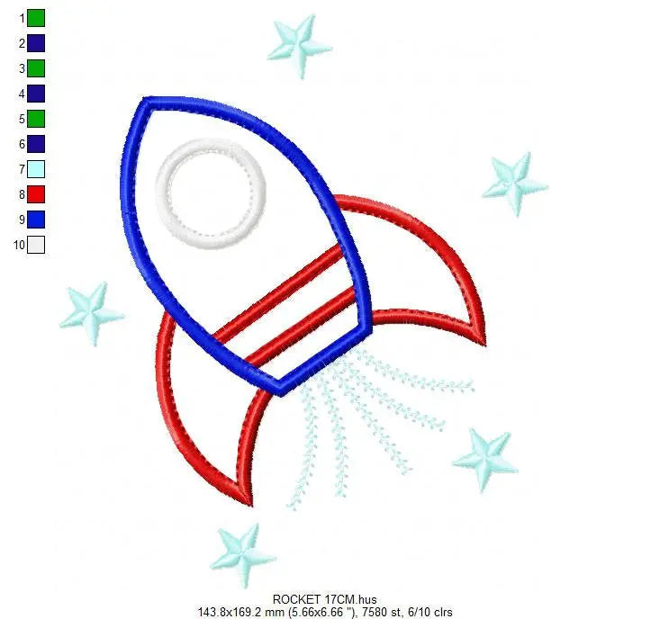 Rocket embroidery designs - Boy embroidery design machine embroidery pattern - Astronaut design Space embroidery file - Rocket applique pes Marcia Embroidery