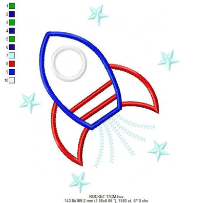 Rocket embroidery designs - Boy embroidery design machine embroidery pattern - Astronaut design Space embroidery file - Rocket applique pes Marcia Embroidery