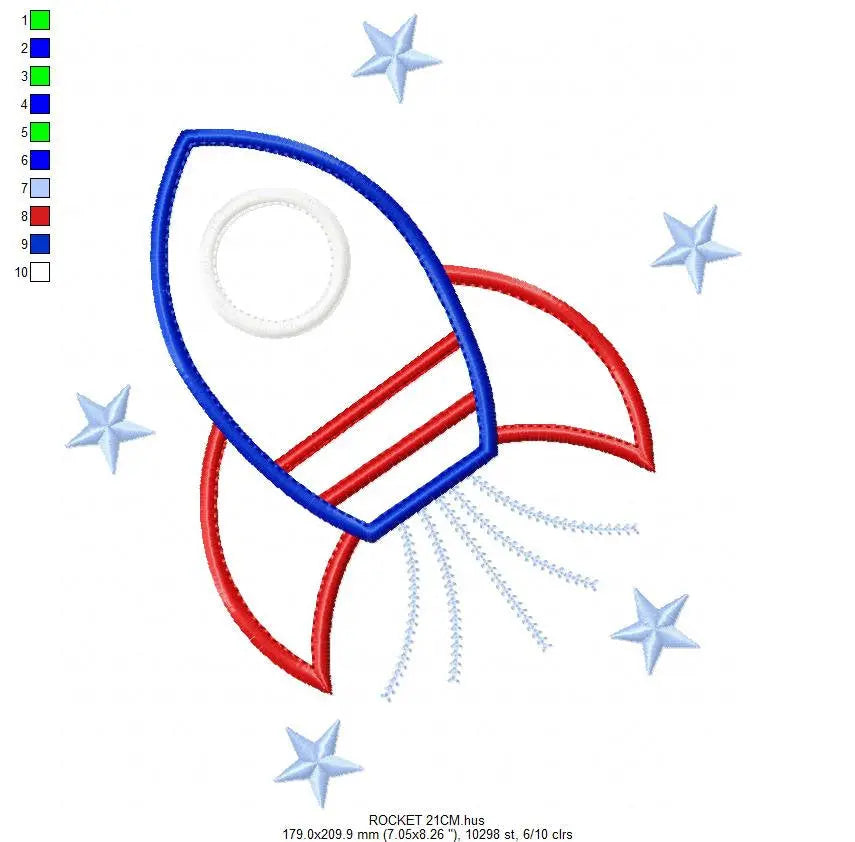 Rocket embroidery designs - Boy embroidery design machine embroidery pattern - Astronaut design Space embroidery file - Rocket applique pes Marcia Embroidery