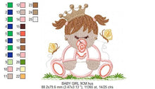 Carica l&#39;immagine nel visualizzatore di Gallery, Baby girl embroidery design - Baby with crown embroidery design machine embroidery pattern - Toddler embroidery file - newborn nursery
