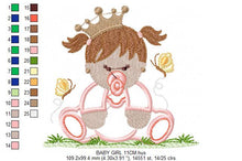 Load image into Gallery viewer, Baby girl embroidery design - Baby with crown embroidery design machine embroidery pattern - Toddler embroidery file - newborn nursery
