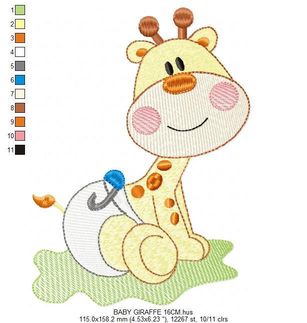 Baby Giraffe embroidery design - Animal embroidery designs machine embroidery pattern - boy embroidery file - girl embroidery toddler diaper