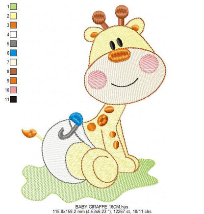 Baby Giraffe embroidery design - Animal embroidery designs machine embroidery pattern - boy embroidery file - girl embroidery toddler diaper
