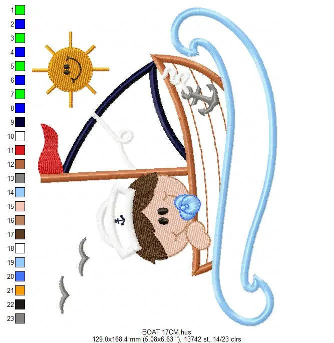 Boat embroidery design - Boy embroidery design machine embroidery pattern - baby embroidery file - kid embroidery boat applique design Marcia Embroidery