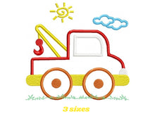 Cargar imagen en el visor de la galería, Tow truck embroidery designs - vehicle embroidery design machine embroidery pattern - tow truck applique design - baby boy kid embroidery
